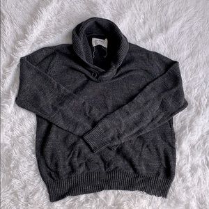 Men’s Gray Cowl Neck Sweater-XL